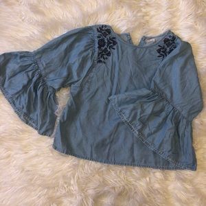 hollister cropped jean dress shirt